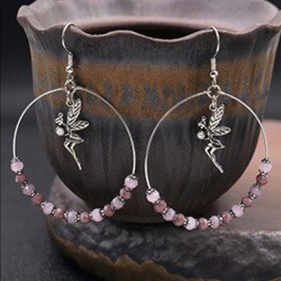 Silver FAIRY EARRINGS BELIEVE in MAGIC hoop FAIRY CRYSTAL BALL EARRINGS new - Picture 4 of 10